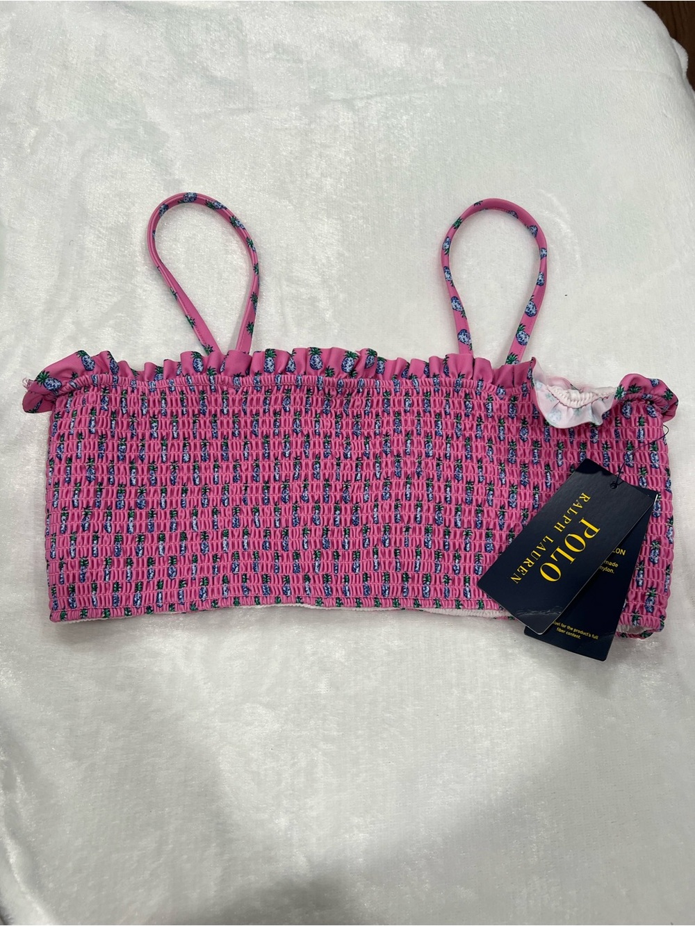 Polo Ralph Lauren Pink Smocked Bikini Top